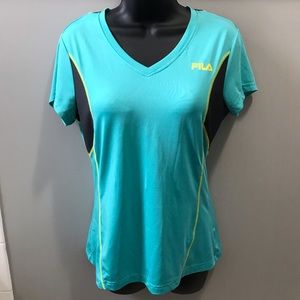 Teal and black FILA Workout top
